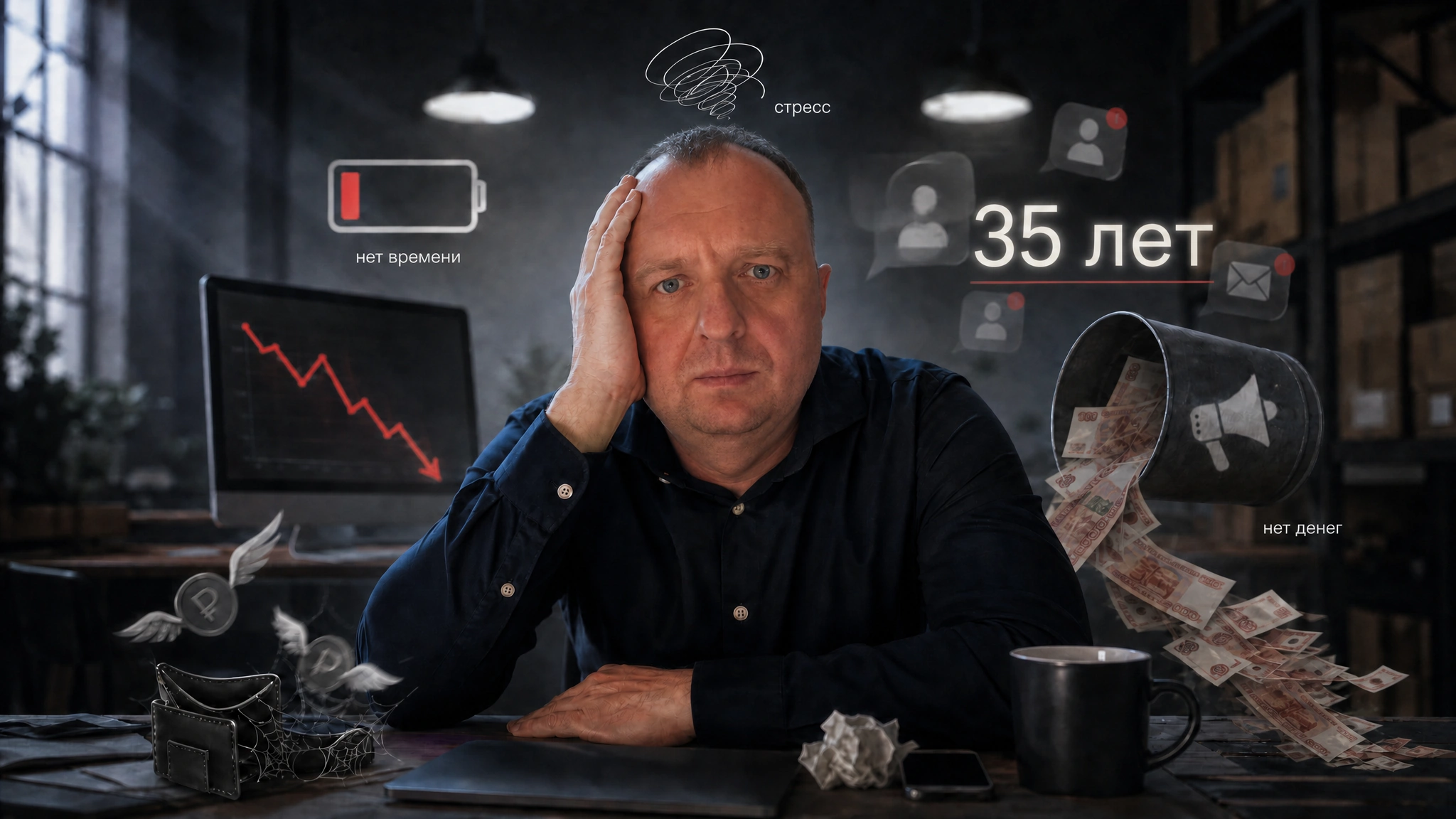 35 лет, в стрессе и поиске клиентов