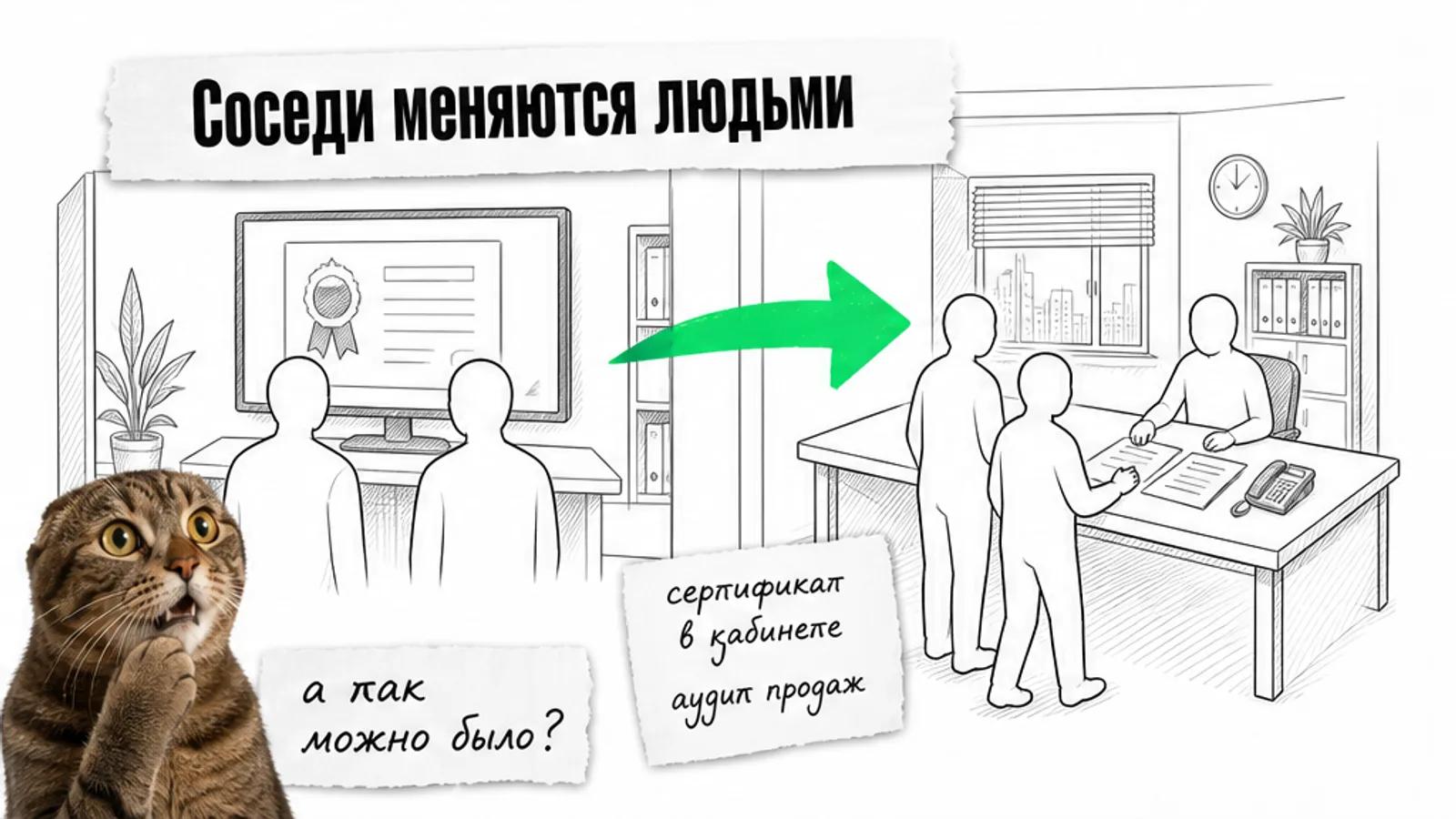 Платёжный сервис и консалтинговое агентство обмениваются клиентами по ярко-зелёной стрелке.