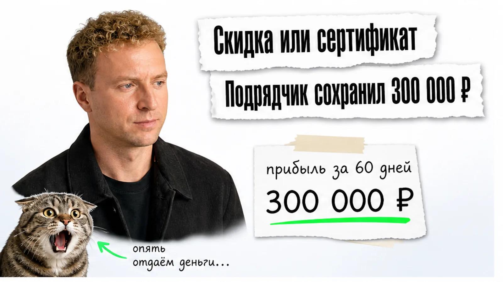Автор смотрит на заголовок о сохранённой прибыли, а рядом ошарашенный кот.