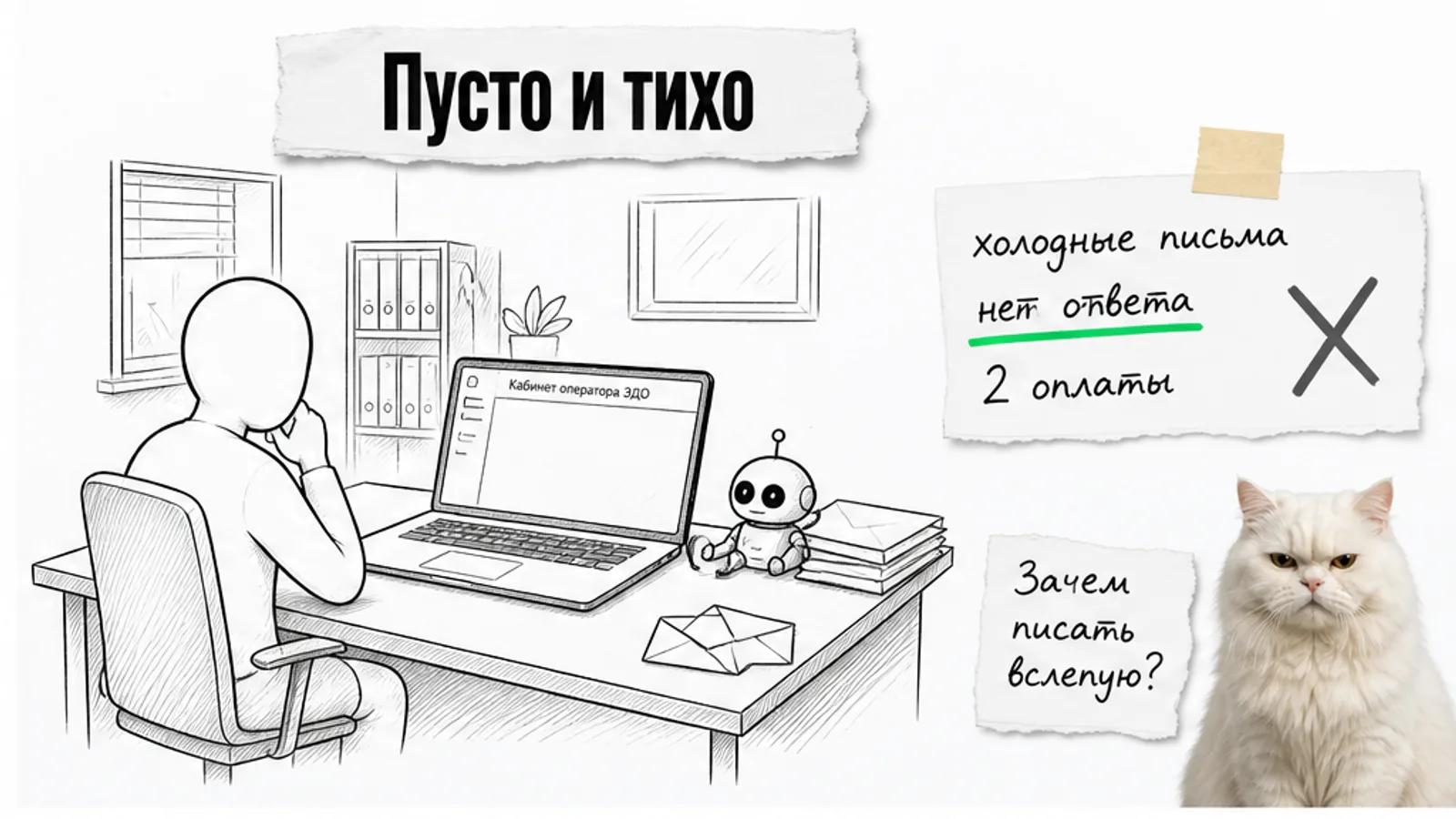 Пустой офис сервиса с одним силуэтом, закрытым кабинетом и расходами впустую