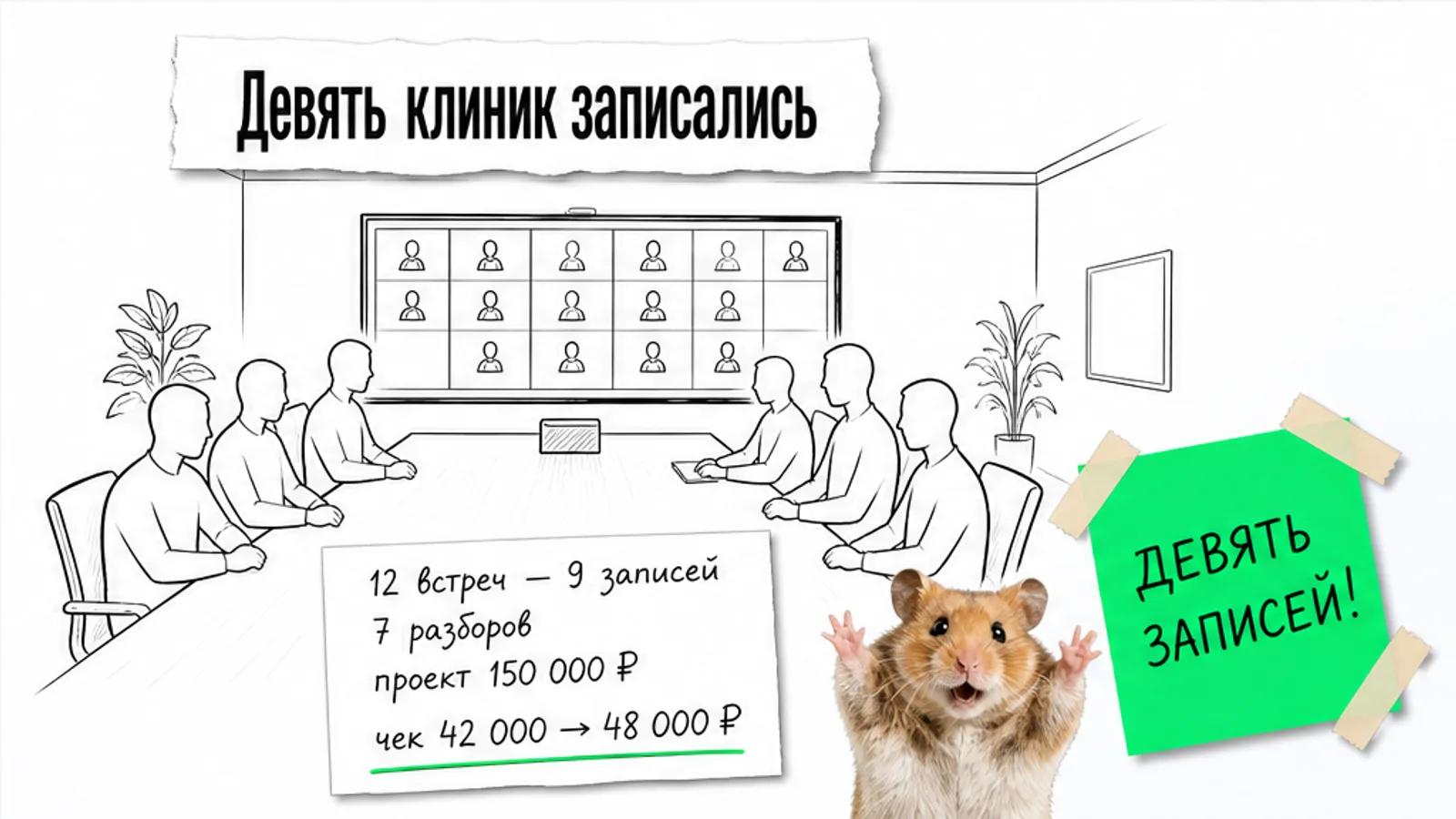 В той же комнате много участников, а на карточке показаны записи, разборы и проект.
